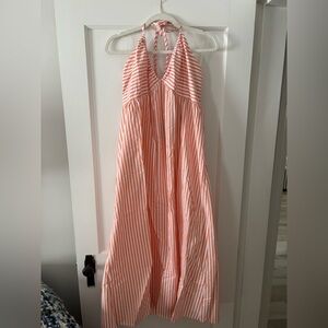 Orange and White Striped Halter Dress